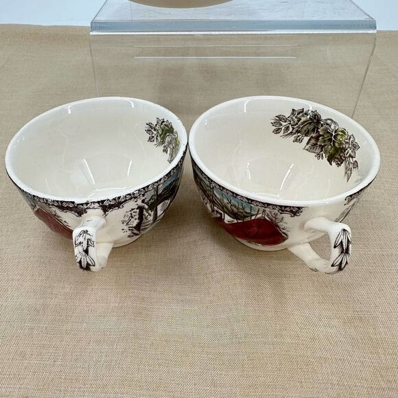 2 Johnson Bros Friendly Village The Icehouse Teacup & Saucers England Vintage - Picture 8 of 11